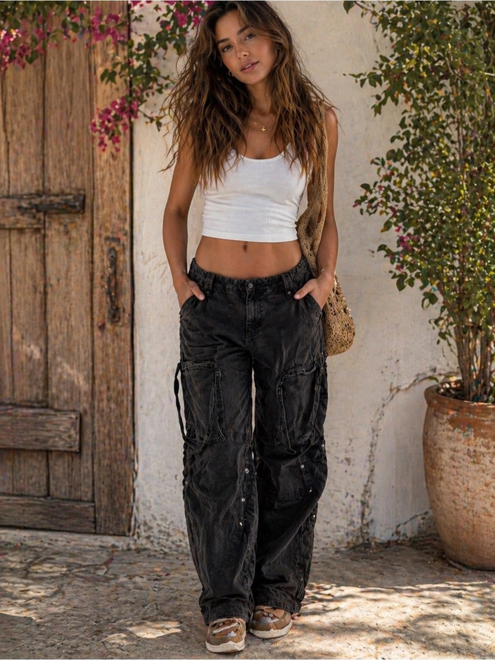 Free People We The Free Cargo Pants Black Utility can’t compete NWT Size L - Picture 12 of 12